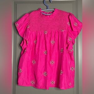 Marie Oliver silk  Blouse with Embroidery size medium